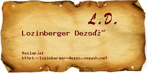 Lozinberger Dezső névjegykártya